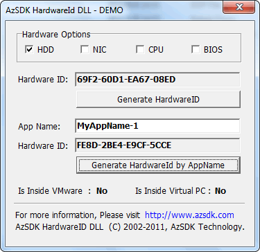 AzSDK HardwareID DLL 5.00 screenshot