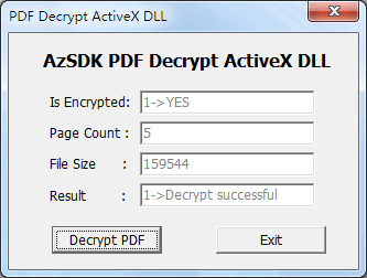 AzSDK PDF Decrypt ActiveX DLL screen shot