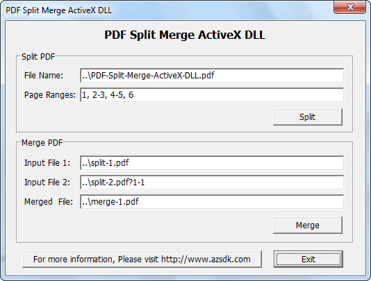 PDF Split Merge ActiveX DLL