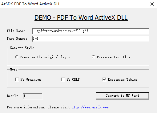 Windows 10 AzSDK PDF To Word ActiveX DLL full