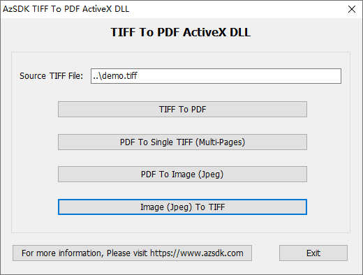 AzSDK TIFF To PDF ActiveX DLL screenshot